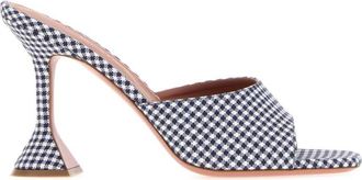 Amina Muaddi Blue Checks Heels