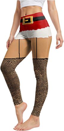 Generic Womens Xmas Christmas Costume Leggings Fitness Running Tights Yoga Skinny Pants Colour Xmas Reindeer Wine Glass Snowflake Printed Tights Athletic Legg