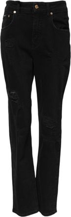 Dolce & Gabbana Womens Black Boyfriend Cotton Flared Denim Jeans Elastane Clothing