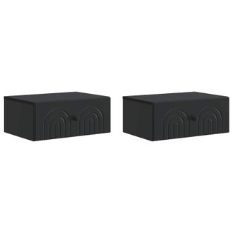 vidaXL Mesita De Noche De Pared 2 Pcs Negro 49 X 34,5 X 20 Cm Vidaxl