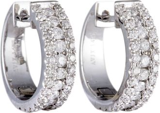 Luxury Bazaar 14K White Gold 1.00 ct Diamond Hoop Earrings AER-9840WWD