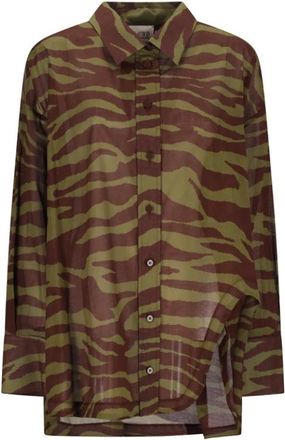 The Attico Muslin Shirt met Zebra Print - Dames - Overhemden - Veelkleurig - S - Overhemden