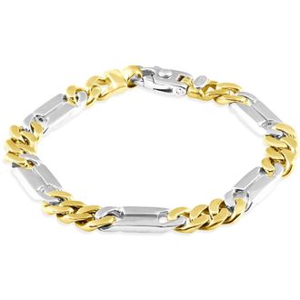 Pompeii3 Mens Figaro 14k Gold (44gram) or Platinum (71gram) 9mm Link Bracelet 8.25