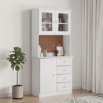 vidaXL Vidaxl - Aparador Alto Alta Madera Maciza De Pino Blanco 77x35x165 Cm