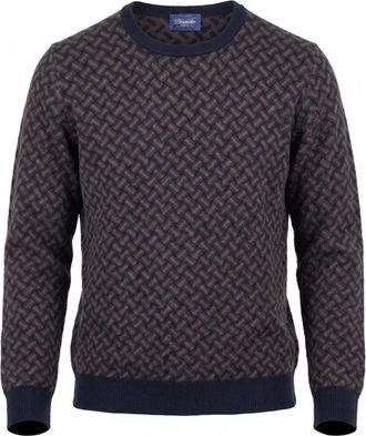 Drumohr Jersey de cuello redondo con dise&ntilde;o de hoja de afeitar - Knitwear - Hombre - Marr&oacute;n - 2XL