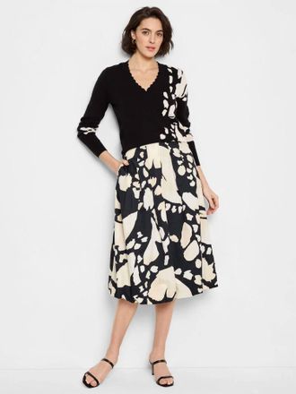 Nic+Zoe Evie Evening Petal Sweater In Black And Off-White