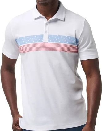 Travis Mathew Travis Mathew Merica Polo Shirt Mens White Printed Short Sleeve SRT117
