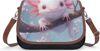 Generic Cute Axolotl Cherry Tree Small Womens Crossbody Bags Shoulder Handbag with Adjustable Strap for Travel