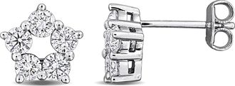 Mimi & Max Created Forever 1 1/10ct TW Lab-Grown Diamond Open Star Stud Earrings Sterling Silver