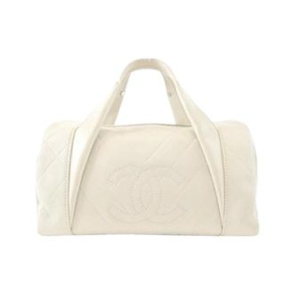 Chanel Pre-owned Calf Boston Bag - Dames - Pre-owned - Beige - Maat: ONE Size Leer