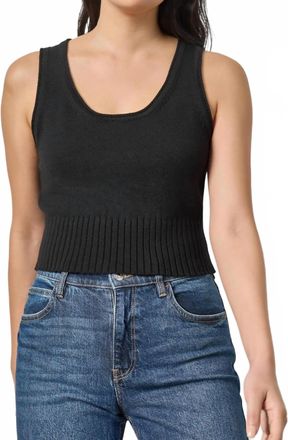Lilla P Cropped Scoop Tank Sweater In Black