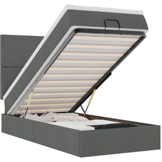 vidaXL Cama Otomana Con Colch&oacute;n Gris Oscuro 90x200 Cm Tela Vidaxl