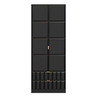 Welcome Furniture Hanover Ready Assembled 2 Door 2 Drawer Wardrobe in Deep Black & Black Matt - Welcome Furniture | TJ Hughes