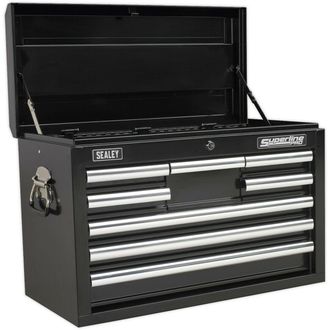 Loops 660 x 315 x 430mm BLACK 8 Drawer Topchest Tool Chest Lockable Storage Cabinet