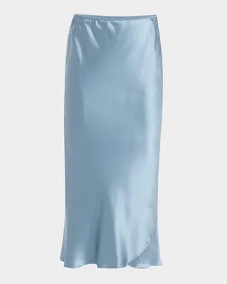 Dorothee Schumacher Sense Of Shine Bias-Cut Silk Satin Midi Skirt