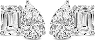 House of Brilliance 14K Gold 2.0 Cttw Emerald and Pear Toi et Moi Lab Grown Diamond Stud Earrings