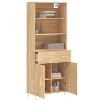 Berkfield Home Highboard Sonoma Oak 69.5x34x180 cm Engineered Wood in Light Tan
