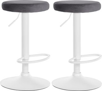 Clp Clp - Set De 2 Taburetes De Bar Ponte En Terciopelo Gris Oscuro Metal Blanco Mate