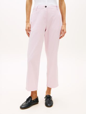 Tommy Hilfiger Chinohose TOMMY HILFIGER CO GMD SLIM STRAIGHT CHINO, Damen, Gr. 34, N-Gr, lila powder, Web, Obermaterial: 65% Baumwolle, 33% Lyocell, 2% Elasthan, uni