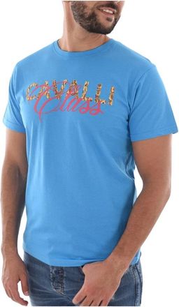 Cavalli TShirt coton gros logo - Heren - T-shirts - Blauw - M - Katoen - Tops
