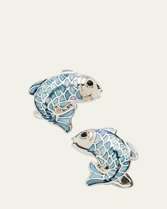 Jan Leslie Mens Koi Fish Mother-of-Pearl Cufflinks