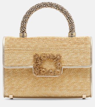 Roger Vivier Jewel Efflorescence Mini straw tote bag