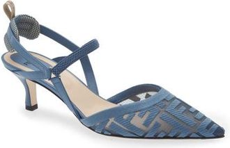 Fendi Colibr&igrave; Lite Kitten Heel Slingback Pump in Light Blue at Nordstrom, Size 36.5