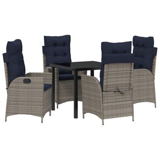 vidaXL Conjunto De Comedor De Jard&iacute;n 5 Pcs Gris Y Negro Rat&aacute;n Vidaxl