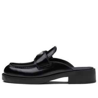 Prada (WMNS) PRADA Chocolate Brushed Leather Mules Black 1D652M_055_F0002_F_040