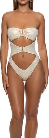 Luli Fama Liquid Voltage Cut Out One Piece in Gold at Nordstrom, Size X-Large
