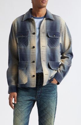 Ralph Lauren Ruddic Plaid Wool Button-Up Shirt in Rl-817 Blue/cream at Nordstrom, Size X-Large