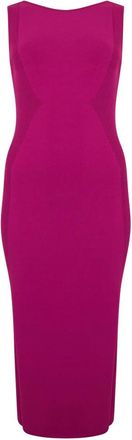 Alberta Ferretti Kleedjes, Dames, Roze, S, Leer, Fitted Midi Dress