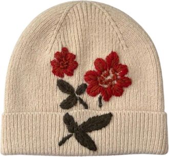 MARCUS ADLER Embroidered Flower Beanie
