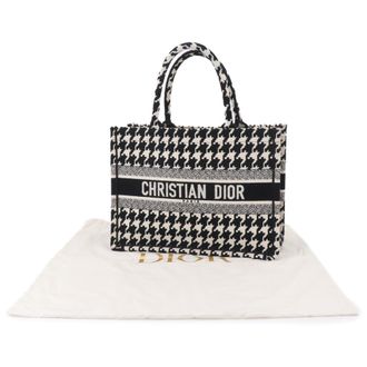 Dior Black White Canvas Handbag Tote Bag (Pre-Owned)
