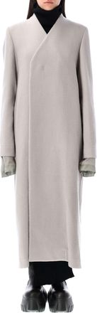 Rick Owens Womens Museum Coat - Light Grey Wool - Size EU 40 (Womens)