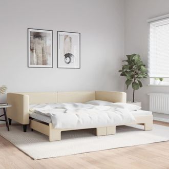 vidaXL Sof&aacute; Cama Nido Tela Crema 100x200 Cm Vidaxl