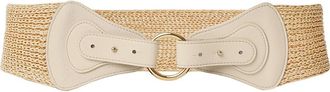 B-Low The Belt Willa Leather & Straw Belt in Latte Gold at Nordstrom, Size Large