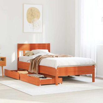 vidaXL Estructura De Cama Sin Colch&oacute;n Madera Maciza Marr&oacute;n 75x190 Cm Vidaxl