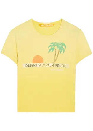Mother The Itty Bitty Ringer Printed Cotton T-shirt - Yellow - S (UK8-10 / S)
