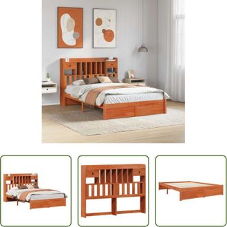 vidaXL vidaXL Letto con cassetto - Libreria Struttura Letto con testiera Marrone Cera 200 x 160 cm