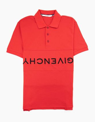 Givenchy Mens Givenchy Reverse Logo Slim Fit Polo Red - Size: 42