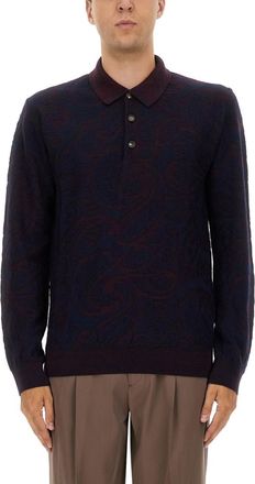 Etro Blue Jacquard Polo