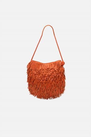 Dragon Diffusion Womens Fringe Hobo Bag In Orange