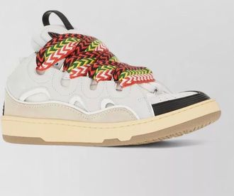 Lanvin leather polyester curb sneakers contrast stitching