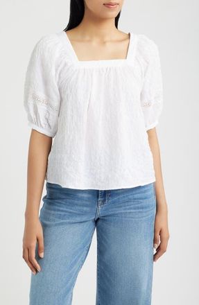 Bobeau Lace Trim Top in White at Nordstrom, Size X-Large