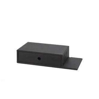 Woodek Mesita de noche flotante con balda derecha en abedul negro