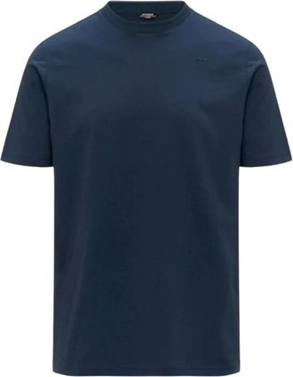 K-Way Tops, Heren, Blauw, S, Katoen, T-shirt met ronde hals