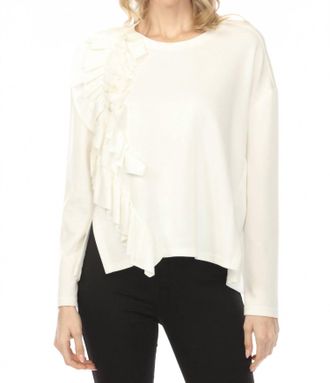 Joseph Ribkoff Ruffled Long Sleeve Top In Off White