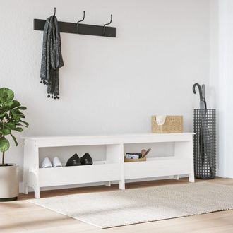 vidaXL Banco De Recibidor Madera Maciza De Pino Blanco 160x28x45 Cm Vidaxl