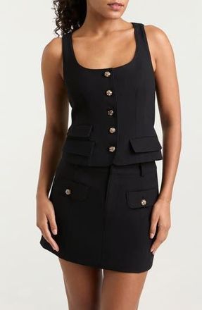 Cinq &agrave; Sept Lovina Jewel Button Vest in Black at Nordstrom Rack, Size Medium